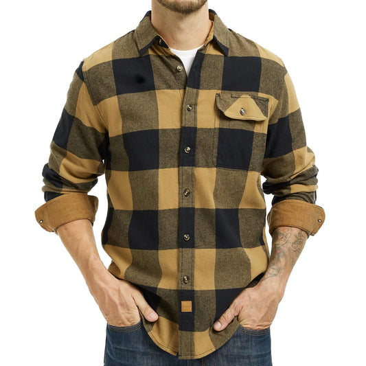 Westbro® Mens Flannel Shirts Long Sleeve Button Down Flannel Shirt for Men Plaid Shirt Mens Button Up Shirts Long Sleeve Black and Brown