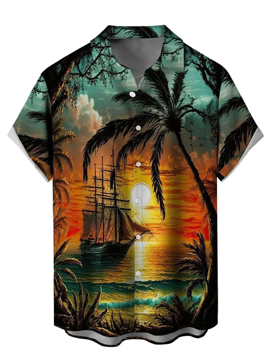MIGFAXU Mens Short Sleeve Button Down Shirts Casual Printed Button Up Shirts Hawaiian