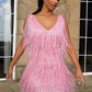 Tassel  Elegant Deep V Camisole Gown Dress For Women