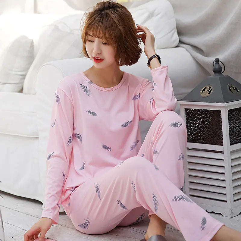 Women's Long-Sleeved Pajama Set in Cute Design - StyleByMistique