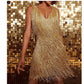 Tassel  Elegant Deep V Camisole Gown Dress For Women