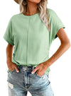 Women Ruched Tank Top Light Green M