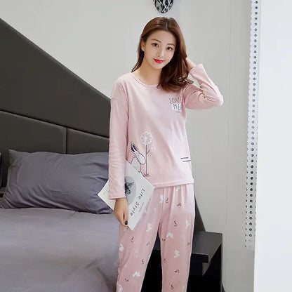 Women's Long-Sleeved Pajama Set in Cute Design - StyleByMistique