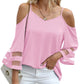 Jouica Cold Shoulder Tops for Women Womens Tops Dressy Casual Summer Tops for WomenLight PinkX-Large