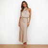 Women's Solid Color High-grade Satin Elegant Dress - StyleByMistique