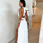 Sexy Halterneck V Neck Slit Dresses