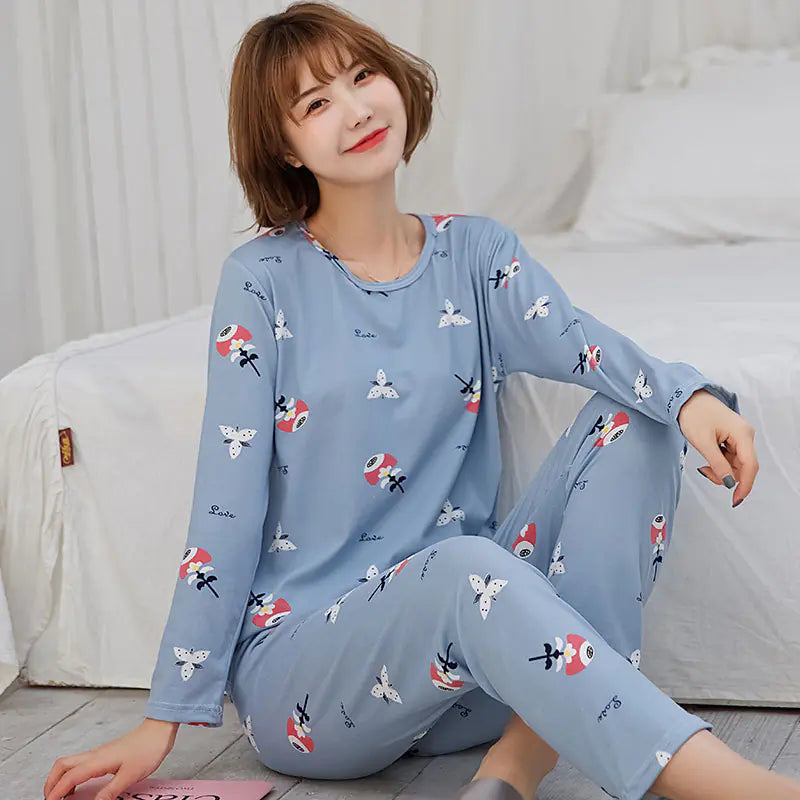 Women's Long-Sleeved Pajama Set in Cute Design - StyleByMistique
